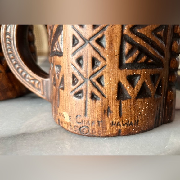 Set of 2 Treasure Craft Tiki Mug Cups Ceramic Hawaii Luau Party Vintage 1960 - Picture 11 of 12